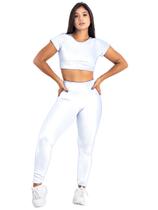 Conjunto Feminino Fitness Top Manga + Calça Legging Basica MAG853_901