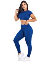 Conjunto Feminino Fitness Top Manga + Calça Legging Basica MAG853_901 Conjunto Feminino Fitness Top Manga + Calça Legging Basica MAG853_901