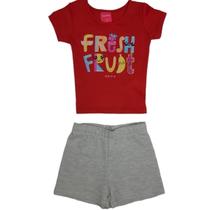 Conjunto Feminino Fresh Fruit Kely Kety Shorts Moletinho