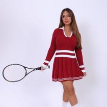 Conjunto Feminino Gola Polo Barra Listrada Inverno Manga Longa Luxo Confortável
