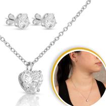 Conjunto Feminino Gota Azul Claro Banhado Corrente E Brinco