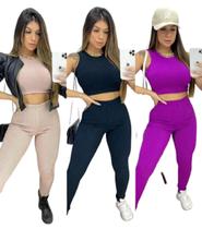 Conjunto Feminino Gringa 2 peças Canelado Ccg imperial