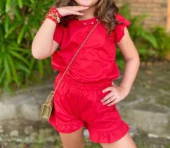 Conjunto feminino infantil 100% algodão Liso C/short