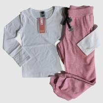 Conjunto feminino infantil blusa longa e calça moletom f