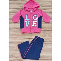 Conjunto Feminino Infantil Inverno Capuz P Rosê Love