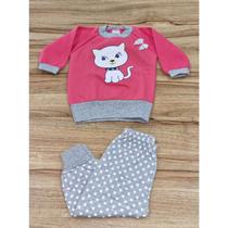 Conjunto Feminino Infantil Inverno Sem Capuz P Salmão