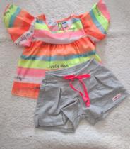 Conjunto Feminino Infantil Marlan Blusa Bata Short Godê Tamanho 1 e 3 Conjunto Feminino Infantil Marlan Blusa Bata Short Godê Tamanho 1 e 3
