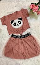 Conjunto feminino infantil panda