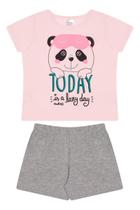 Conjunto Feminino Infantil Panda - Rosa