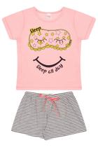 Conjunto Feminino Infantil Sleep - Rosa Neon