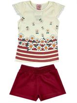 Conjunto Feminino Infantil Summer Flower - Lual Kids - Off White/Red