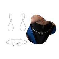 Conjunto Feminino Infinito Prata 925 Legítima Kit Completo Conjunto Feminino Infinito Prata 925 Legítima Kit Completo