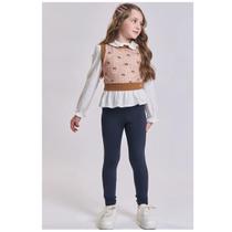 Conjunto Feminino Inverno Bata Colete E Legging KUKIÊ Cor:Off WhiteTamanho:8 Conjunto Feminino Inverno Bata Colete E Legging KUKIÊ Cor:Off WhiteTamanho:8