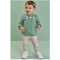 Conjunto Feminino Inverno Bata E Legging Flores KUKIÊ Cor:VerdeTamanho:2 Conjunto Feminino Inverno Bata E Legging Flores KUKIÊ Cor:VerdeTamanho:2