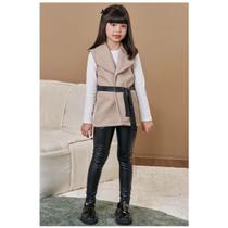 Conjunto Feminino Inverno Blusa Colete E Legging material sintético INFANTI Cor:Off WhiteTamanho:4 Conjunto Feminino Inverno Blusa Colete E Legging material sintético INFANTI Cor:Off WhiteTamanho:4