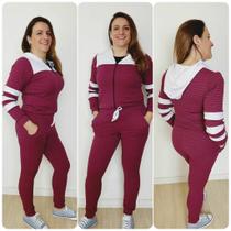 Conjunto Feminino Inverno Blusa com zíper e capuz e Calça em Elanca Verônica