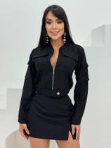 Conjunto feminino jaqueta bomber e shorts saia 9692 Conjunto feminino jaqueta bomber e shorts saia 9692