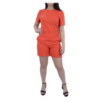 Conjunto Feminino Jumaniy Blusa e Shorts Laranja - 2163