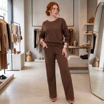 Conjunto Feminino Lanzinha Blusa Manga Longa e Calça Reta Não Amassa Conjunto Feminino Lanzinha Blusa Manga Longa e Calça Reta Não Amassa