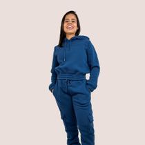 Conjunto Feminino Liso Moletom Cargo Com Touca Toque Macio