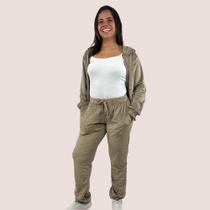 Conjunto Feminino Liso Moletom Plush Com Touca Toque Macio