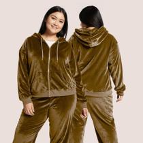 Conjunto Feminino Liso Moletom Plush Plus Size Toque Macio