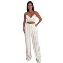 Conjunto Feminino Listrado Calça e Top Conjunto Feminino Listrado Calça e Top