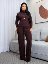 Conjunto Feminino Malha Cotelê Comfy Premium Inverno Cor:MarromTamanho:P Conjunto Feminino Malha Cotelê Comfy Premium Inverno Cor:MarromTamanho:P