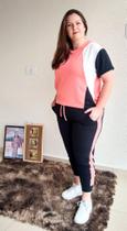 Conjunto Feminino Malha Plus Size Calça Jogger 3 Cores Moderno Conjunto Feminino Malha Plus Size Calça Jogger 3 Cores Moderno