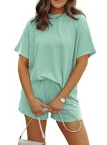 Conjunto Feminino MARZXIN de Duas Peças com Listras Verticais para Lazer Conjunto Feminino MARZXIN de Duas Peças com Listras Verticais para Lazer