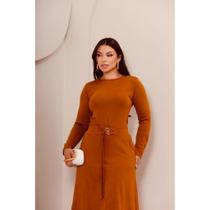 Conjunto Feminino Midi em Moletinho Blusa Manga Longa + Saia Cintura Ajustável Elegante Conjunto Feminino Midi em Moletinho Blusa Manga Longa + Saia Cintura Ajustável Elegante