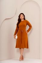 Conjunto Feminino Midi em Moletinho Blusa Manga Longa + Saia Cintura Ajustável Elegante