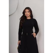 Conjunto Feminino Midi em Moletinho Blusa Manga Longa + Saia Cintura Ajustável Elegante Conjunto Feminino Midi em Moletinho Blusa Manga Longa + Saia Cintura Ajustável Elegante