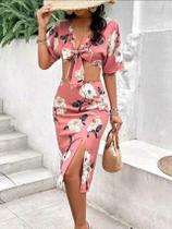 Conjunto Feminino Midi Saia e Cropped Moda Feminina