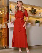 Conjunto Feminino Moda Cristã Blusa e Saia Midi Com Cinto Conjunto Feminino Moda Cristã Blusa e Saia Midi Com Cinto