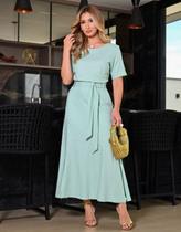 Conjunto Feminino Moda Cristã Blusa e Saia Midi Com Cinto Conjunto Feminino Moda Cristã Blusa e Saia Midi Com Cinto