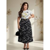 Conjunto Feminino Moda Evangélica Casual Saia Midi E Blusa