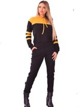 Conjunto Feminino Moletom Crepe Moletinho Blusa Capuz Calça