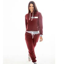 Conjunto Feminino Moletom Flanelado Feminino Bruna Bordô BYG MODA FITNESS