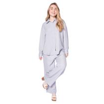 Conjunto Feminino Pellini Camisa e Calça Wide Leg Azul Claro Conjunto Feminino Pellini Camisa e Calça Wide Leg Azul Claro