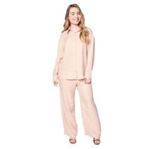 Conjunto Feminino Pellini Camisa e Calça Wide Leg Bege Conjunto Feminino Pellini Camisa e Calça Wide Leg Bege