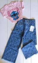 Conjunto feminino personagens calça jeans Stitch - Minnie