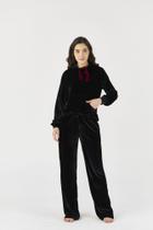 Conjunto Feminino Pijama em Veludo Push Homewear Preto