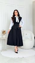 Conjunto Feminino Plissado Desirèe Terra Prometida Saia e Blusa
