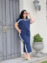 Conjunto Feminino Plus Calça Pantacur Capri Blusa Amarrar G2 Moda Tamanho maiores