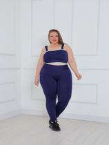 Conjunto Feminino Plus Size Academia G1 48-50 Top e Calça Legging Cintura Alta
