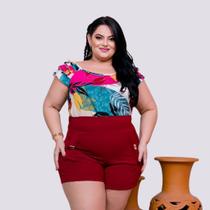 Conjunto Feminino Plus Size Blusa Estampada e Short 0233