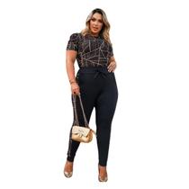Conjunto Feminino Plus Size Calça E Blusa Feminina Outono Inverno Quente Social Conjunto Plus Size Elegante Casual Confortável