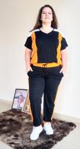 Conjunto Feminino Plus Size Calça Jogger Manga Curta