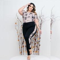 Conjunto Feminino Plus Size Casual Calça E Blusa Moderna
